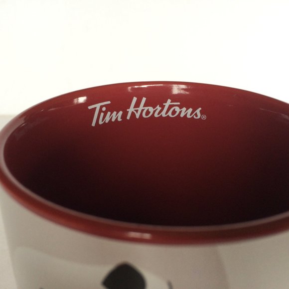 Tim Hortons 2019 White Polar Bear Coffee Mug Red Snowflakes Ceramic Collectible - Picture 6 of 9